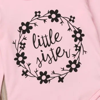 Mados Nauja Vaikiška Vaikams, Kūdikių Mergaitės, Little Big Sister Romper Rožinė T-shirt Ilgas Kelnes 3Pcs Komplektus Nustatyti Atsitiktinis