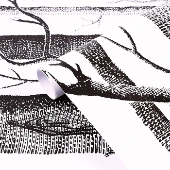 Beržo Medžio Žievelės Ir Klijuoti Apmušalus 3D Lipni Juoda Ir Balta Vinilo Medienos Susisiekti Popieriaus Fono Sienos Namuose Decortion