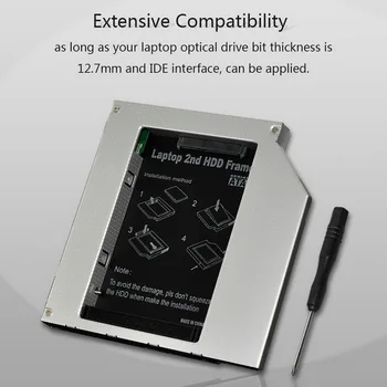 Kphrtek 1PCS 12,7 mm Universalios Aliuminio Lydinys 2 HDD Caddy IDE į SATA 2.5