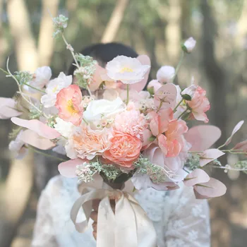 JaneVini 2020 Elegantiškas Vestuvių Rausva Nuotakos Gėlių Vasarą Dirbtinio Šilko Rožė Bridesmaid Vertus Puokštė Vestuvių Puokštė Priedai