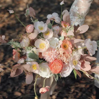 JaneVini 2020 Elegantiškas Vestuvių Rausva Nuotakos Gėlių Vasarą Dirbtinio Šilko Rožė Bridesmaid Vertus Puokštė Vestuvių Puokštė Priedai