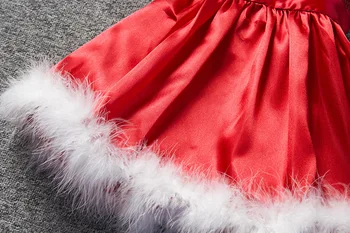 Nauja raudona merginos kalėdų dress blizgančiais balto aksomo krašto vaikai suknelės mergaitėms lankas rudens drabužiai vaikams teen girl dress