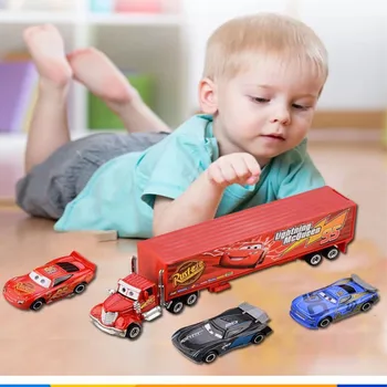 Disney Pixar Automobilių 3 McQueen Jackson Audra Kietas Sesuo Mater Mack Sunkvežimių 1:55 Liejimo Metalo Plastiko 7 Nustatyti Automobilio Modelį Boy Toy