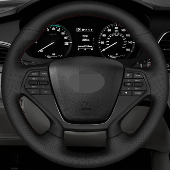 Automobilio Vairas Padengti Hyundai Sonata 9. M. 2016 M. 2017 M. (4 Stipinų) Juodoji Ranka prisiūta Patogi Dirbtinės Odos
