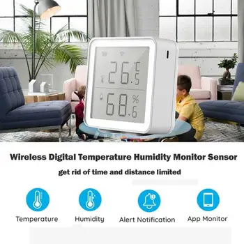 WiFi Smart Temperatūros ir Drėgmės Jutiklis, Suderinamas su Alexa, Google 