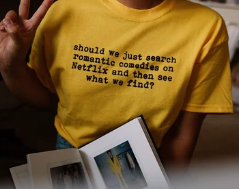 Romantiškas Komedijas Haris Stilių Dainų tekstai Įkvėpė T-Shirt Moterims Tumblr Mados Mielas Geltona Tee šūkis medvilnės grunge tumblr goth viršų