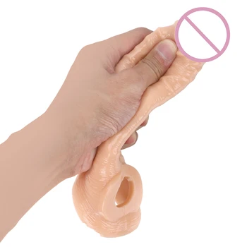 IKOKY Realistiškas Penis Prezervatyvą Apvalkalą Nedelsiant Žaislas Extention Penio Mova Extender Sekso žaisliukai Vyrams Gėjų Plėtros Gaidys Didintuvas