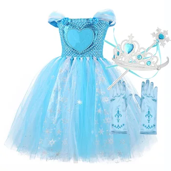 Purus Vaikai China Tiulio Įšaldė Elsa Suknelė Princesė Įšaldė Drabužius Mergaitėms Duobute Rankovių Gimtadienio Tutu Suknelė Vestidos
