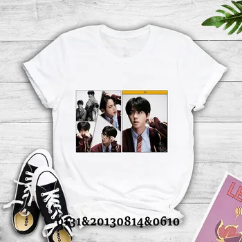 Korėjos berniukas grupės nariai atspausdintas T-shirt moterų trumparankoviai top marškinėliai JIMIN JIN V SUGA Harajuku T-marškinėliai, moteriški marškinėliai viršų