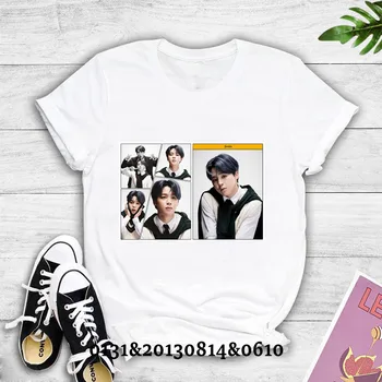Korėjos berniukas grupės nariai atspausdintas T-shirt moterų trumparankoviai top marškinėliai JIMIN JIN V SUGA Harajuku T-marškinėliai, moteriški marškinėliai viršų