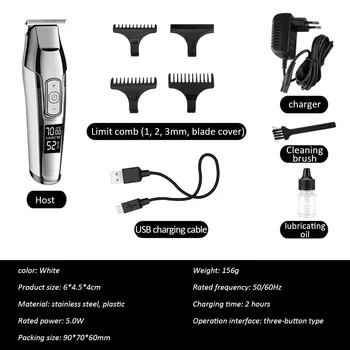Profesionalus kirpėjas plaukų žoliapjovės barzdos plaukų clipper trimeras vyrų plaukų cutter pjovimo staklės, elektriniai plaukų kirpimas razor edger
