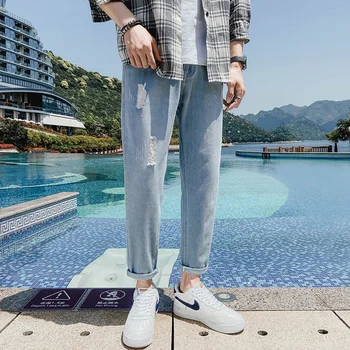 Naujas stilius Vyras Džinsai Drabužius, Platus Kojos Džinsinio audinio Drabužius, Mėlyna Streetwear Derliaus Kokybę 