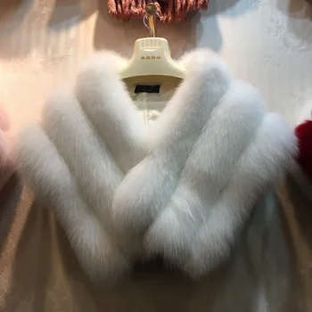 Originali lady dalis pelerinos lady elegantiškas mados šiltas nekilnojamojo lapės kailio apsiaustas šiltas žiemą šiltas vestuvių outwear pashmina skaros, šalikai