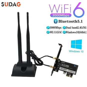 3000 Мбит/с AX200 802.11 AX Wifi 6 PCI-e сетевая карта Bluetooth 5,1 Беспроводная Wifi6 