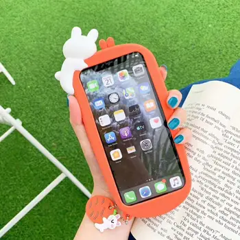 Prabanga Mielas 3D Morkų Triušis Lėlės Pakabukas Minkštas Silikoninis Telefono dėklas, skirtas IPhone12 Atveju X XR XS 11 Pro Max 7 8 Plius Galinį Dangtelį