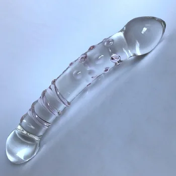 Dviejų galvučių Dildo Pyrex Stiklo Kristalų Netikras Penis Analinis Butt Plug Moteris Vyras Suaugusiųjų Masturbacija Sekso Žaislas, skirtas Moterims, Vyrams Gėjų
