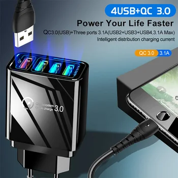 48W USB Įkroviklis Greitai Įkrauti 3.0 4 Port 