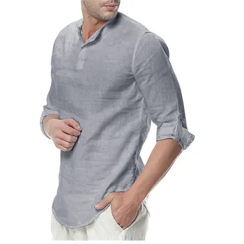 2020 m. Europos ir sk Amerikos vyrų mados vientisos spalvos ilgomis rankovėmis atsitiktinis marškinėliai 1332