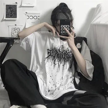 Korėjos vasaros grafiti short-sleeve t shirt mens drabužių streetwear marškinėlius drabužius t-shirt pora negabaritinių o-kaklo tees