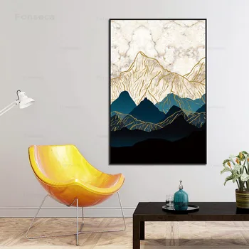 Abstraktus Peizažas Drobės Tapybos Kinų Stiliaus Kalnų Peizažas Meno Plakatas Sienos Nuotraukas, Skirtą Kambarį Namuose Apdaila