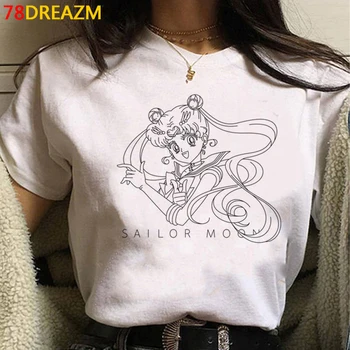 Sailor Moon vasaros top moterų streetwear derliaus harajuku balti marškinėliai harajuku kawaii viršuje tees kawaii