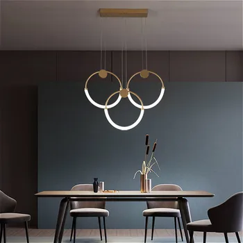 Modernus valgomasis liustra apšvietimo aukso žiedas liustra Šiaurės salono apšvietimas, gyvenamojo kambario, virtuvės, biuro kabo žibintai