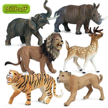 Karšto Plastiko Laukinių Gyvūnų, Dramblys, Liūtas, Tigras Rhino Balta Uodega Elnias Cheetah Modelį PVC Veiksmų Duomenys Matmenys žaislai vaikams