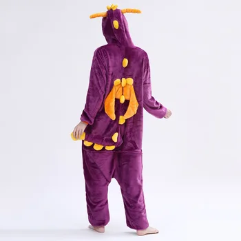 Spyro Drakonas Onesie Anime Ir Animacinių Filmų Kigurumis Violetinė Gyvūnų Pajama Moterys Vyrai Suaugusiųjų Juokingas Kostiumas Žiemą Šiltas, Mielas Sleepwear Jumpsuit