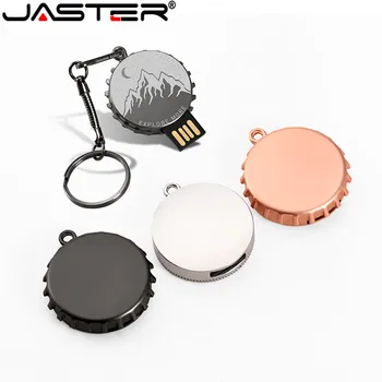 JASTER Mini metalo Apvalaus butelio dangtelis USB flash drive 4GB 8GB 16GB 32GB 64GB Nustatyti Pen Drive USB Atminties kortelėje, U disko dovana