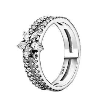 2020 Naujas Žiemos 925 Sterlingas Sidabro Žiedas Putojantis Snaigės Žiedai Moterų Dalyvavimas Jubiliejų Papuošalai