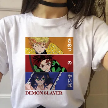 2021 90s Japonų Anime Moterų marškinėliai Juokinga Hot Demon Slayer Marškinėlius Grafinis TopStreetwear Punk Kimetsu Nr. Yaiba T-shirt