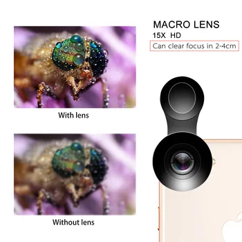 TOKOHANSUN Profesionali HD vaizdo Kameros Objektyvas Kit 0.45 X Plataus Kampo & 15X Makro Objektyvo Mobiliojo Telefono Lęšis iPhone 6s 7 plius 