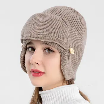 2020 naujas mados unisex rusijos žiemos skrybėlę šiltas knitt skrybėlę moterų pilotas juoda ausų flap kepurė su akinių mados ausies apsauginės ausinės kepurės