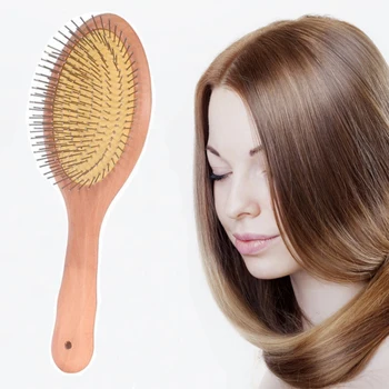 Medinis Plaukų Šepetys Plaukų Šukos Nustatyti, užkirsti Kelią Plaukų Slinkimas šukos su Plieno Adatų masažas oro Pagalvė Pagalvėlės Hairbrush