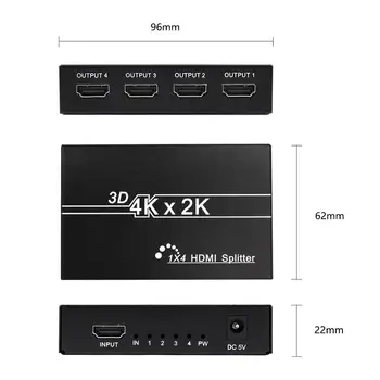 Hdmi Splitter 1x4 HDMI Switch DC 5V Maitinimo Adapteris 1-4 Iš Switcher Garso 4K HDTV 1080P Video DVD