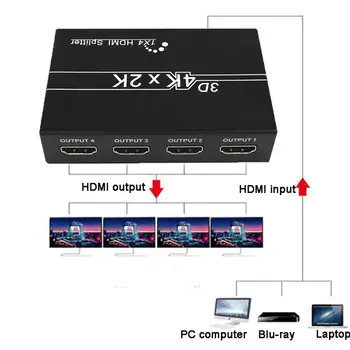 Hdmi Splitter 1x4 HDMI Switch DC 5V Maitinimo Adapteris 1-4 Iš Switcher Garso 4K HDTV 1080P Video DVD