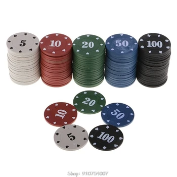 100vnt Turas Plastikinių Žetonų Kazino Pokerio Kortų Žaidimas, Baccarat Skaičiavimo Priedai 5/10/20/50/100 N04 20 Dropship