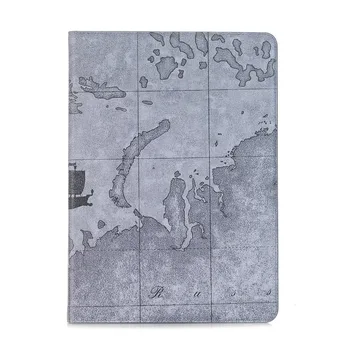 Plonas Flip Stand case For iPad Oro A1474/A1475/A14 funda tablet Retro Žemėlapis stilius atveju 