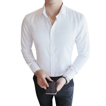 2020 m. Pavasario Vasaros Atsitiktinis Marškinėliai Vyrams Aukštos Kokybės Mens Suknelė Marškiniai Kietas Slim FiLong sleevet Vyrų ShirtM-5XL