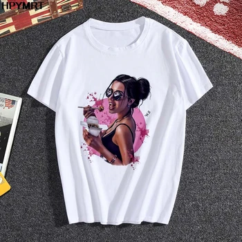 2020 Naujas Vasaros KARALIENĖ Cool Girl Spausdinti Marškinėliai Moteriška Harajuku Mados Viršūnes 90s T-shirt Grafikos Drabužius atsitiktinis Marškinėlius Moterims
