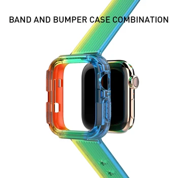 Vaivorykštės spalvomis Sporto Diržu, Apple Watch 6 SE Juostų Silikono Skaidrios Iwatch 5 4 3Strap 38mm 40mm 42mm 44mm