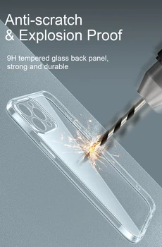 Prabanga Aišku, Grūdintas Stiklas Case For iPhone 12 Mini Pro 11 XS Max X XR Skaidrus Hard Case For iPhone Se 2020 7 8 Plius Plonas