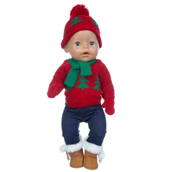2020 Naujas Kalėdinis Megztinis Nustatyti, Tinka 43cm Baby Doll, 17 Colių Reborn Baby Doll, Drabužiai, Avalynė, nėra įtrauktos