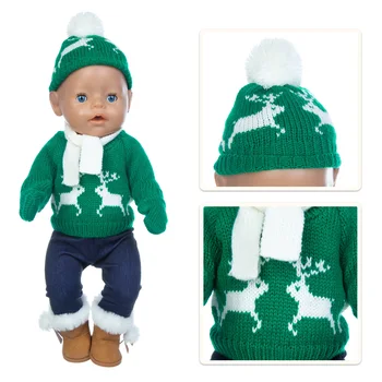 2020 Naujas Kalėdinis Megztinis Nustatyti, Tinka 43cm Baby Doll, 17 Colių Reborn Baby Doll, Drabužiai, Avalynė, nėra įtrauktos