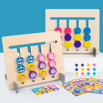 Montessori Žaislas, Spalvų ir Gyvūnų Dvipusis Atitikimo Žaidimas Loginiu Mąstymu Mokymo Vaikams mokomieji Žaislai Vaikams Medinis Žaislas