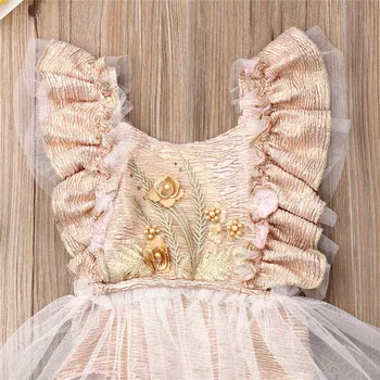 2020 metų vasaros krapinėjimas kūdikių mergaičių Drabužių mados Komplektus vientisos spalvos berankovė nėrinių sijonas romper nustatyti Kviečių ausies apdailos kostiumai