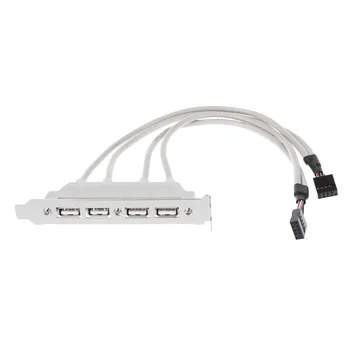 Kabelis USB 2.0 4 Port Galinis Skydelis PCI Laikiklis su Dviguba 9-Pin motininės Plokštės Antraštė Kabelis, Įkroviklis Duomenų Įkrovimo Kroviklis Jungtys