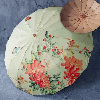 Skėtis triple sulankstomas skėtis sunmmer skėtis uv skėčiai moterų skėtis spalvinga skėčiai vaivorykštė skėčiai