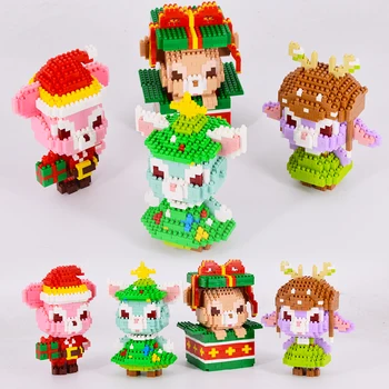 Mini Gyvūnai Triušių Lokys Blokai Kalėdų Dovana Anime Diamond Micro Plytų Žaislai Vaikams