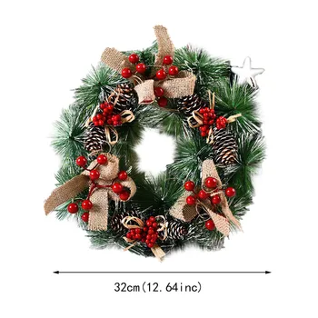 Mediniai Merry Christmas Garland Vainiką Ant Sienos Kabo Dekoro Durų Santa Claus Briedžių Sniego Papuošalai Kalėdų Pakabukas Dekoro Namų 2021
